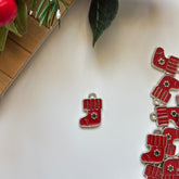Red & Silver Stocking Enamel Craft Charm
